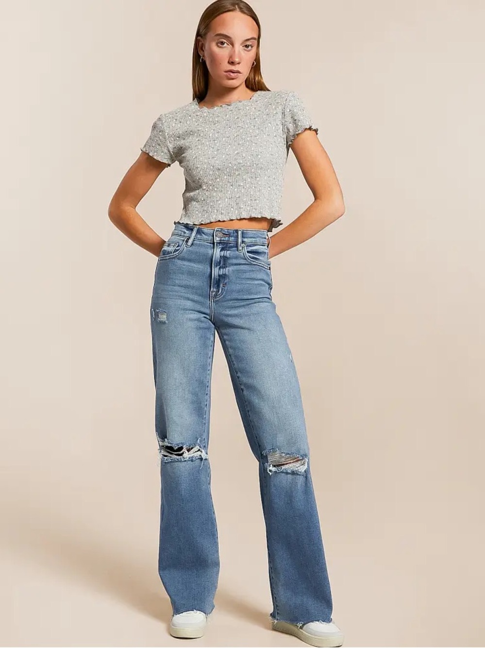 NWT $129 Logan Dad Stretch Wide Leg Hidden Jeans Size 30 Cotton Pants